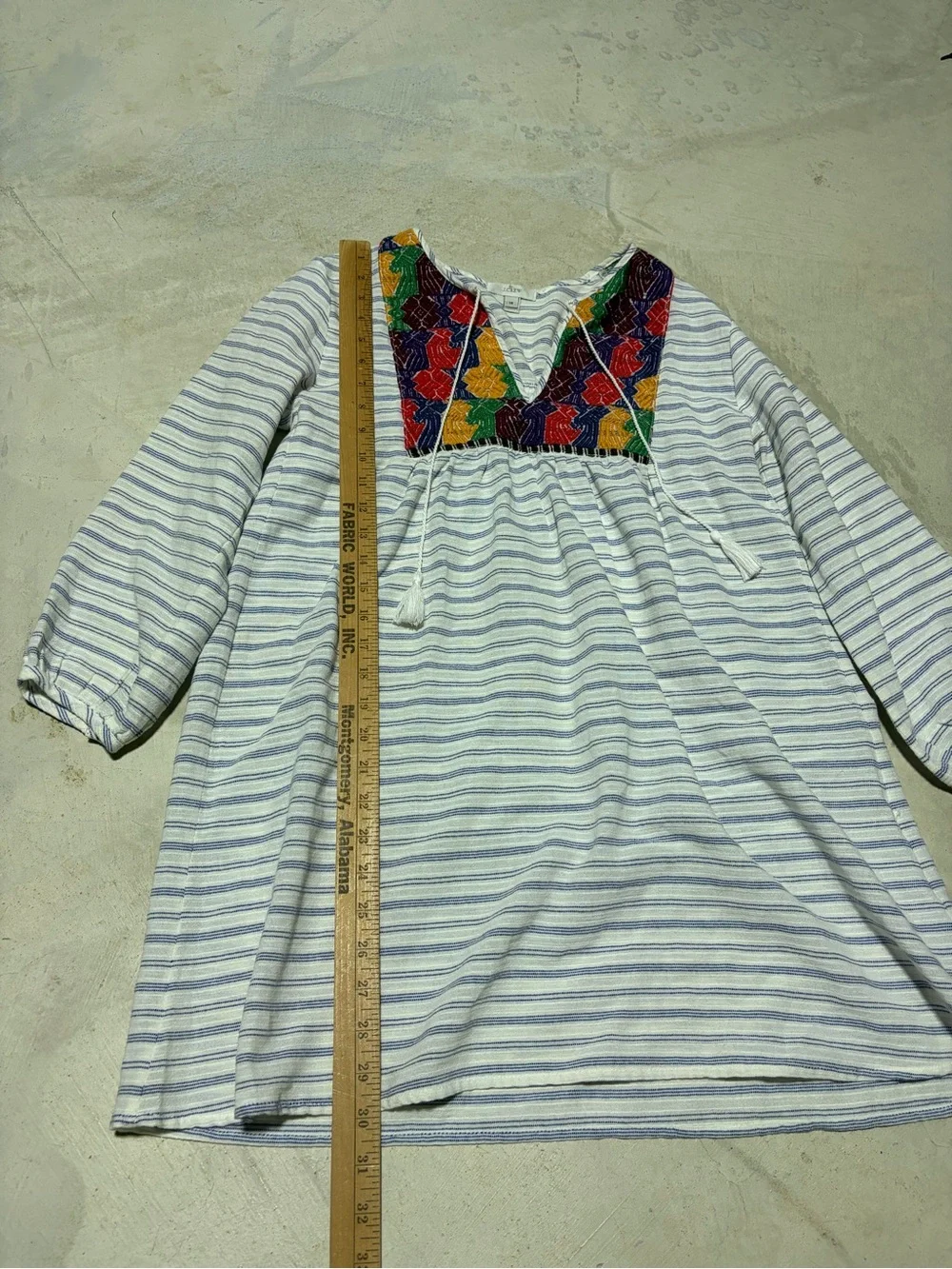 J. Crew Striped Boho Embroidered Tunic - Multicolor Yoke XS